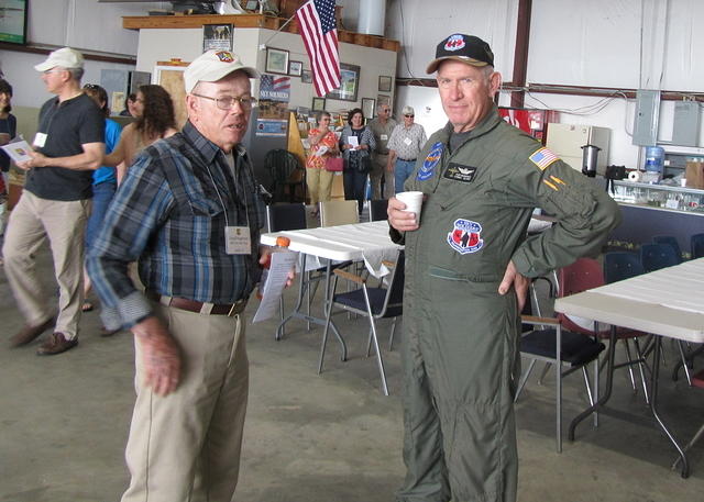 Dave Rogerson giving preflight instruction to Cliff McKeithan, the AAhF Pilot