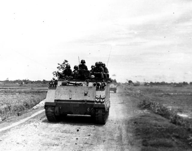 Arvn M113's at Tan Heip Airfield Road 