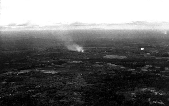 Viet Cong position on fire