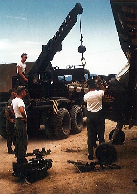 effecting an engine change using company five ton wrecker at Nha Trang